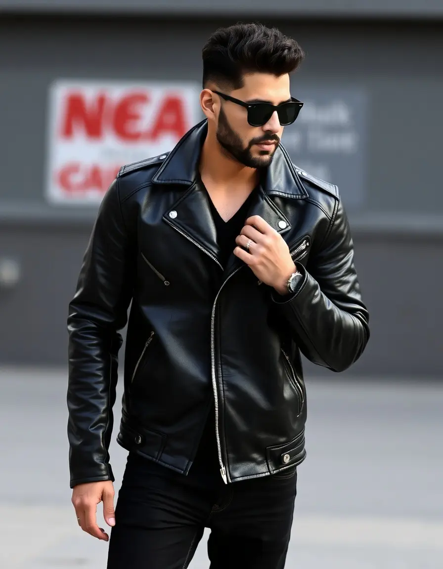 Unisex Black Leather Jacket: giacca in pelle nera versatile dal taglio moderno