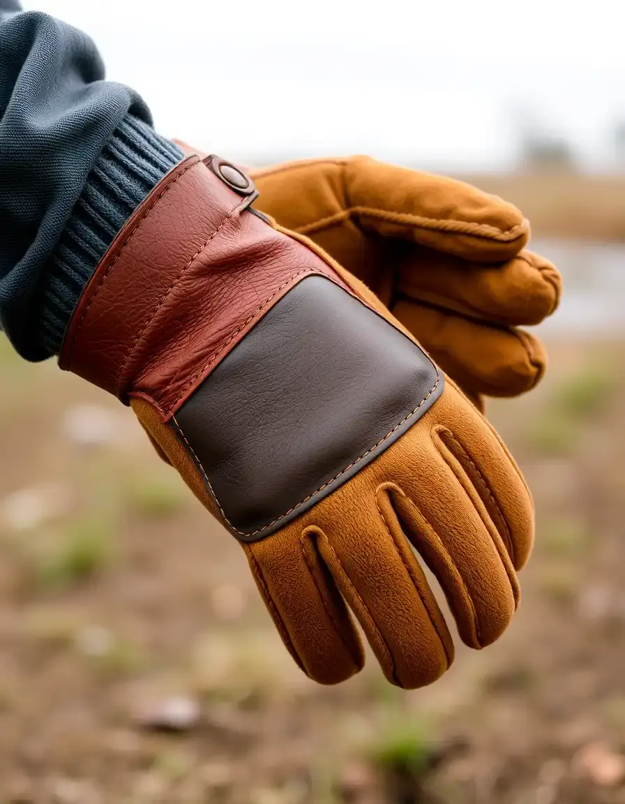 Guanti da lavoro resistenti in pelle marrone rinforzata