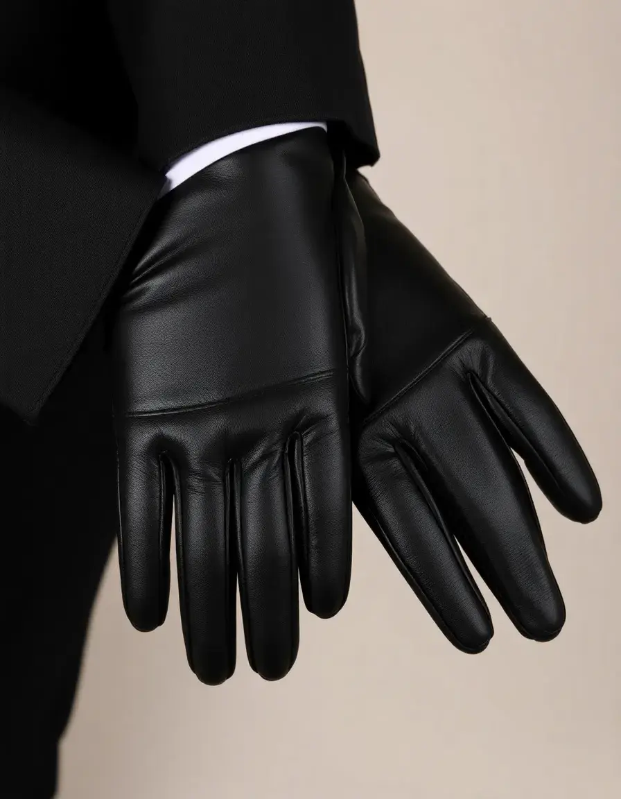 Eleganti guanti neri in pelle per eventi formali da uomo