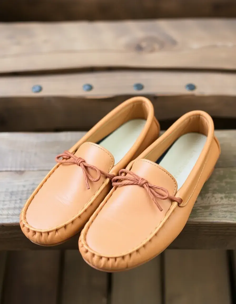 Mocassini donna in pelle color cuoio chiaro, design flessibile