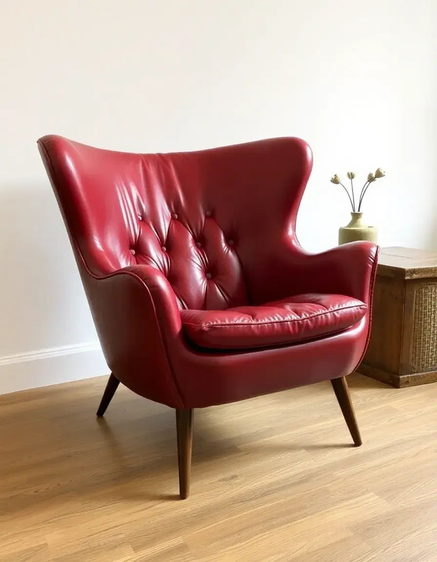 Poltrona di lusso in pelle anilina rossa